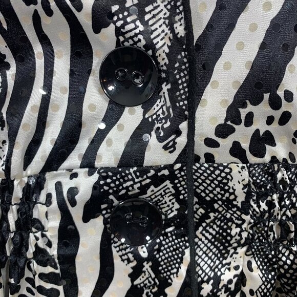 JOSEPH RIBKOFF Womens Sequin Jacket Sz 14 Animal Print Black White  Lined - Picture 5 of 16